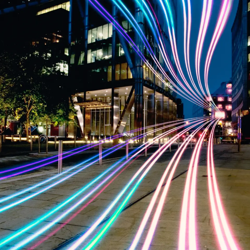 Lichtstrahl in der Stadt.